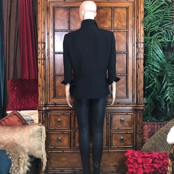 Kasper Portofino Black Gunmetal Bamboo Button D-Ring Waist Jacket - Picture 7 of 16